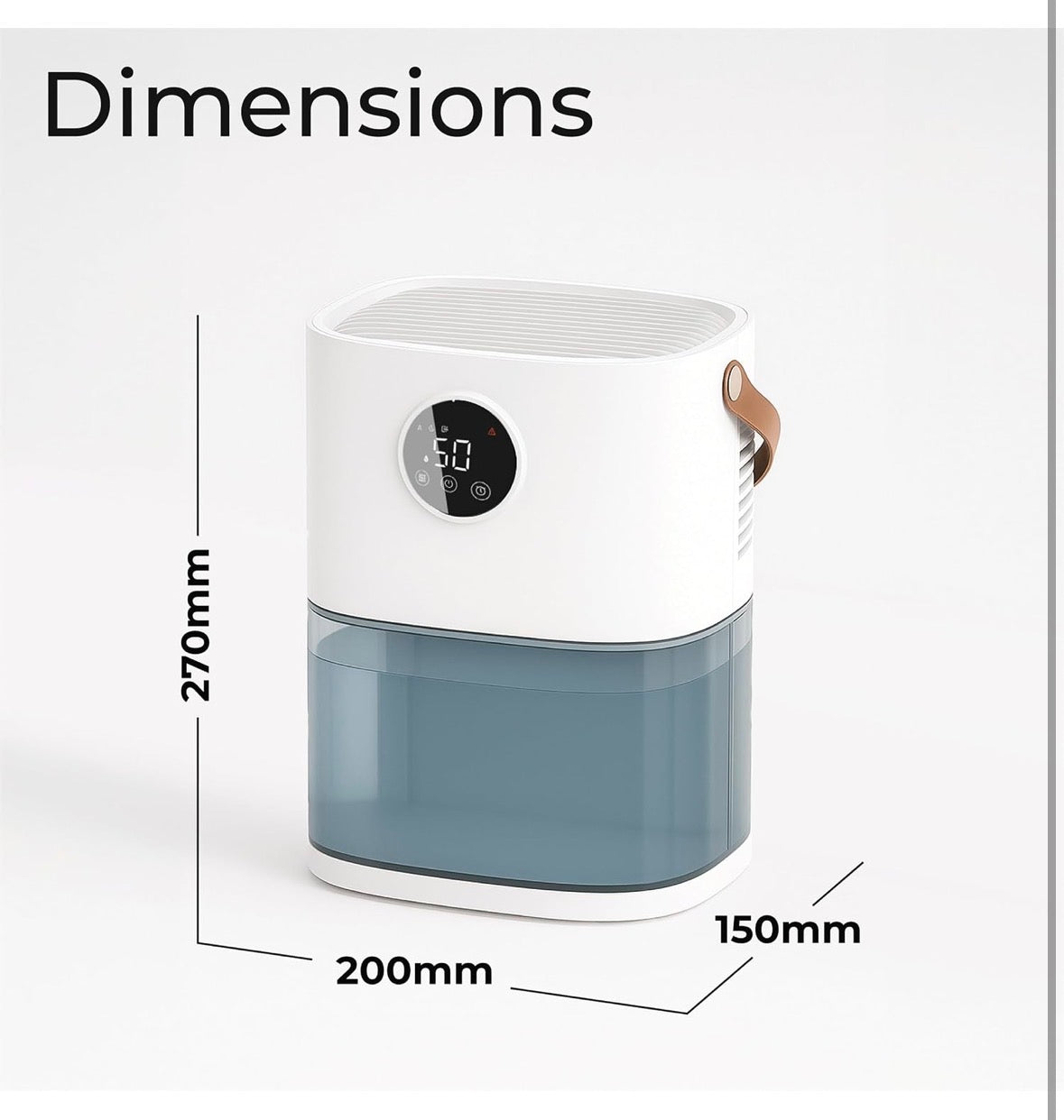 Prem-i-air 1.9L Smart Portable Dehumidifier – 430ml/Day Electric Mini Dehumidifier for Bedroom & Home, 55W Low Energy, Auto Humidity Sensor, Quiet 47dB, Timer, Sleep & Turbo Mode