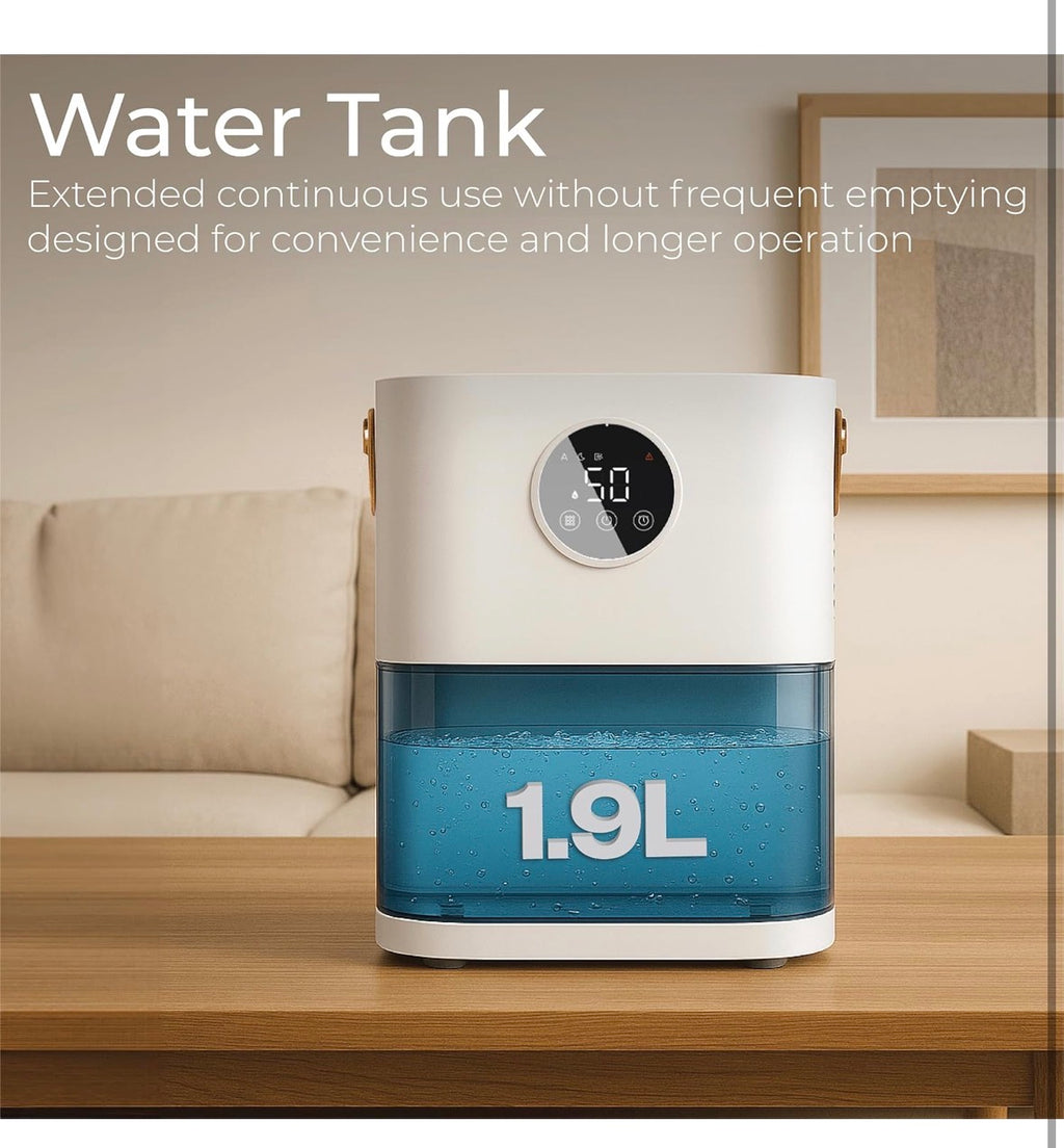 Prem-i-air 1.9L Smart Portable Dehumidifier – 430ml/Day Electric Mini Dehumidifier for Bedroom & Home, 55W Low Energy, Auto Humidity Sensor, Quiet 47dB, Timer, Sleep & Turbo Mode